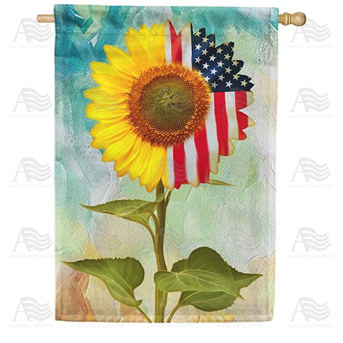 Old Glory Sunflower House Flag