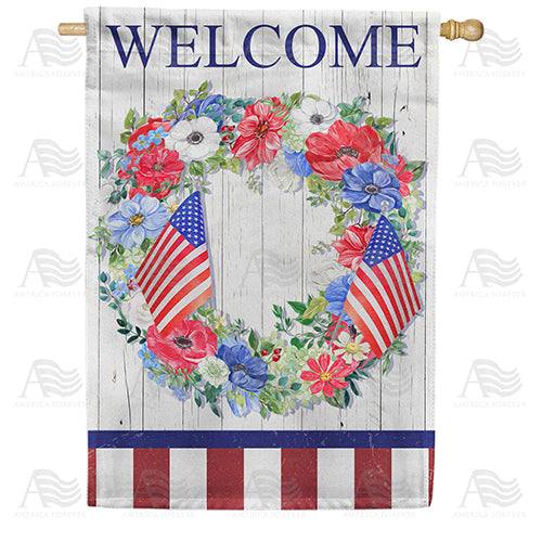 Patriotic Wreath House Flag