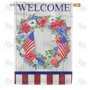 Patriotic Wreath House Flag