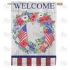 Patriotic Wreath House Flag