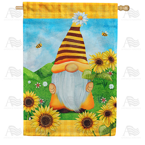 Beeutiful Sunny Day Gnome House Flag