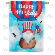 Patriotic Balloon Gnome House Flag