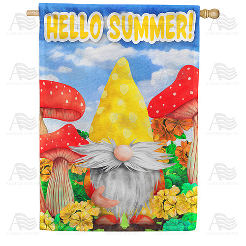 Summer Mushroom Gnome House Flag