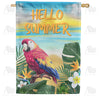 Hello Summer Parrot House Flag
