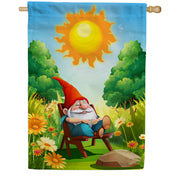 Gnome Basking In Sunlight House Flag