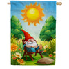 Gnome Basking In Sunlight House Flag