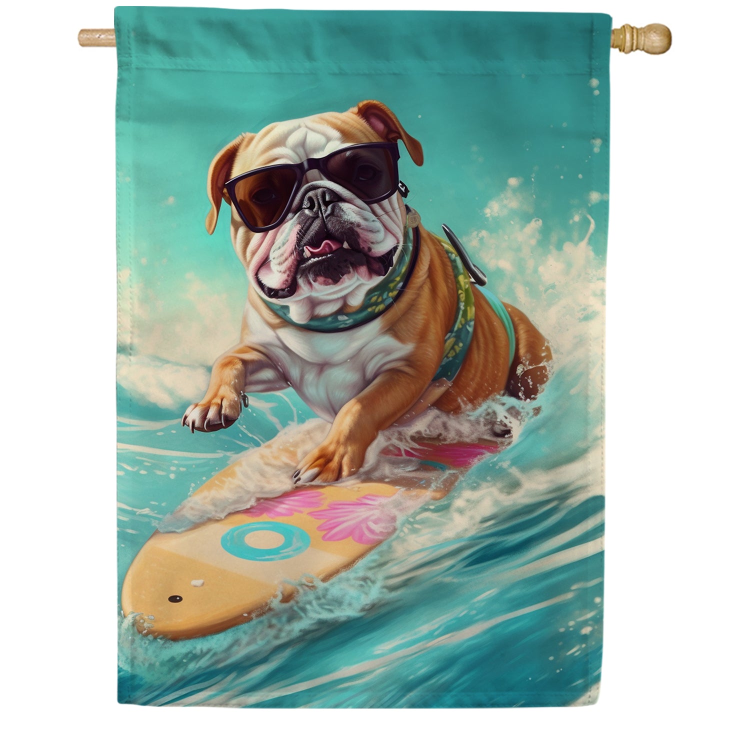 Surfing Dog House Flag