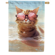 Water Loving Cat House Flag