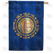 New Hampshire State Wood-Style House Flag