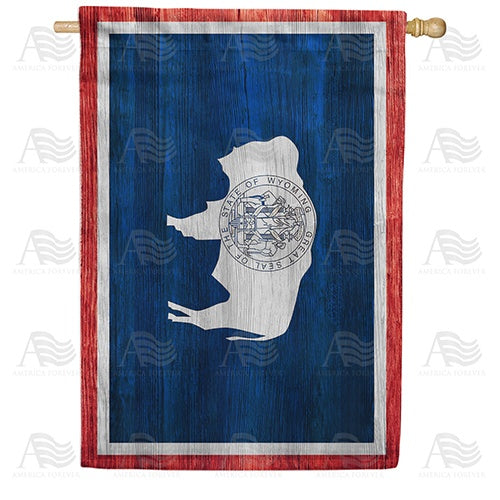 Wyoming State Wood-Style House Flag