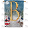 Merry Christmas USA Monogram B House Flag