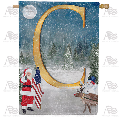 Merry Christmas USA Monogram C House Flag