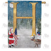 Merry Christmas USA Monogram H House Flag