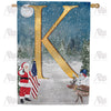 Merry Christmas USA Monogram K House Flag