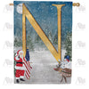 Merry Christmas USA Monogram N House Flag