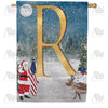Merry Christmas USA Monogram R House Flag
