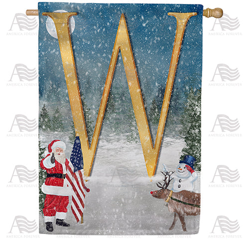 Merry Christmas USA Monogram W House Flag