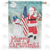Merry Christmas USA House Flag