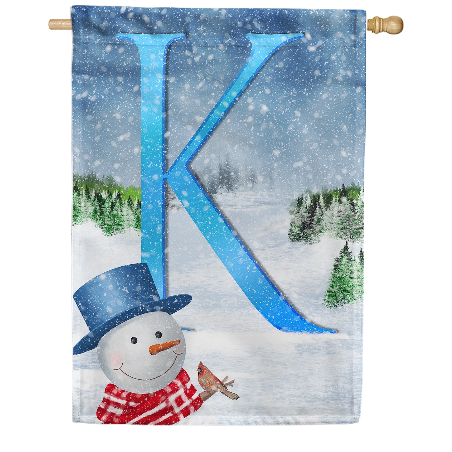 There's Snow Sun Today! Monogram K House Flag