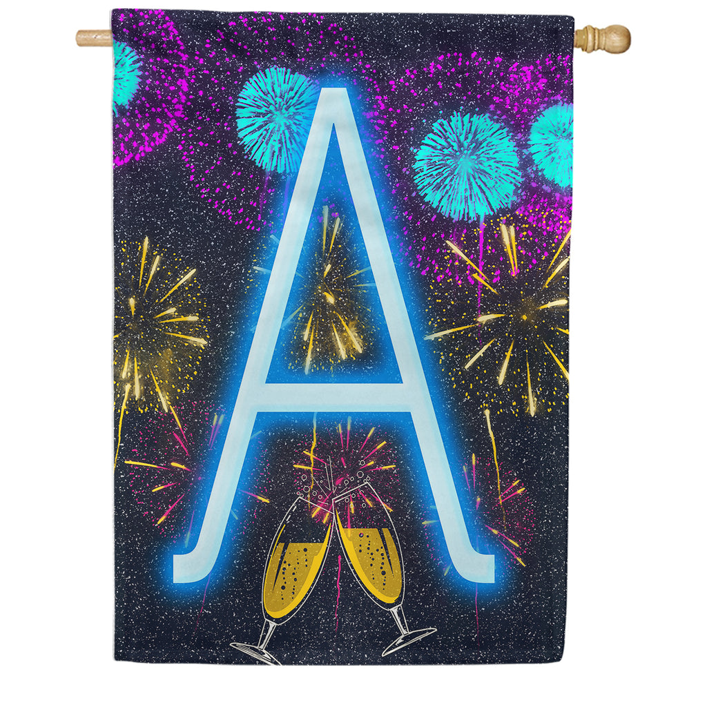 New Year Cheers - Monogram A House Flag