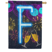 New Year Cheers - Monogram F House Flag
