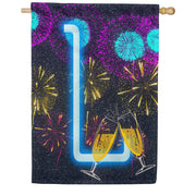 New Year Cheers - Monogram L House Flag