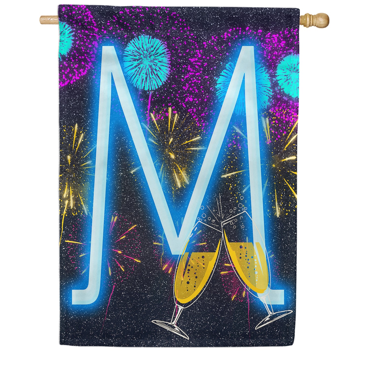 New Year Cheers - Monogram M House Flag