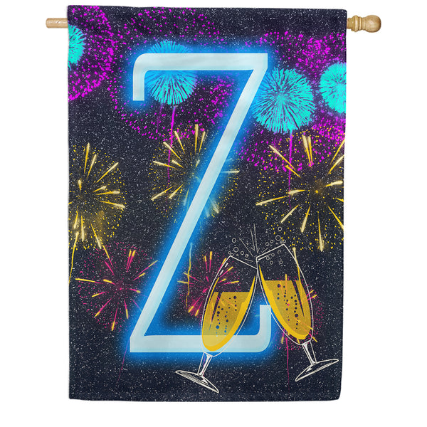 New Year Cheers - Monogram Z House Flag