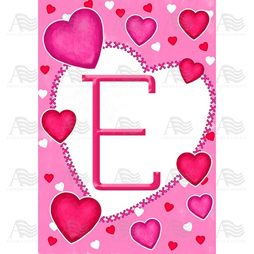 Happy Valentine's Day - Monogram E House Flag