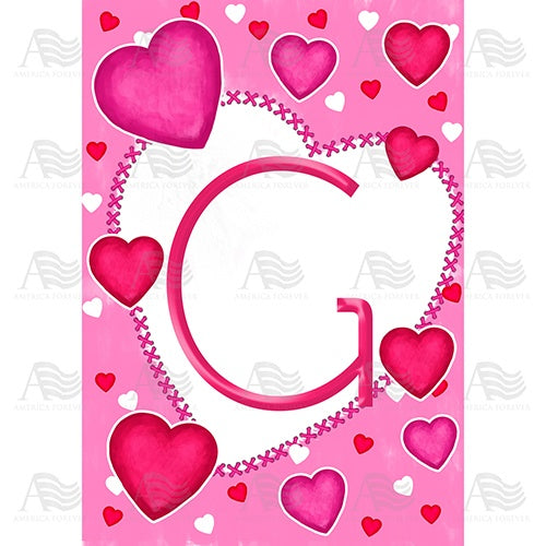 Happy Valentine's Day - Monogram G House Flag