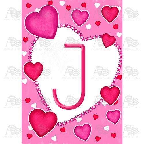 Happy Valentine's Day - Monogram J House Flag