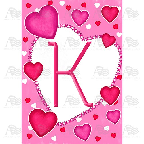 Happy Valentine's Day - Monogram K House Flag