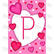 Happy Valentine's Day - Monogram P House Flag