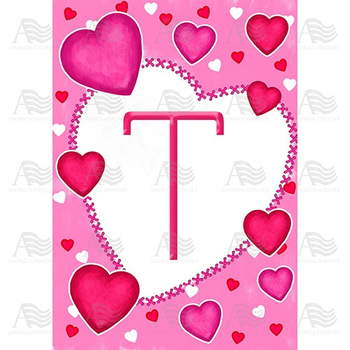 Happy Valentine's Day - Monogram T House Flag