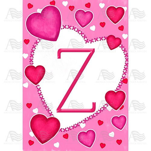 Happy Valentine's Day - Monogram Z House Flag
