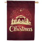 Golden Christmas Nativity Scene House Flag