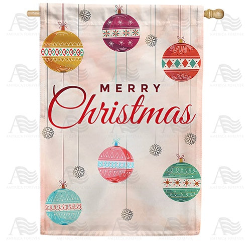 Merry Christmas Balls House Flag