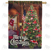 Red Truck Christmas House Flag