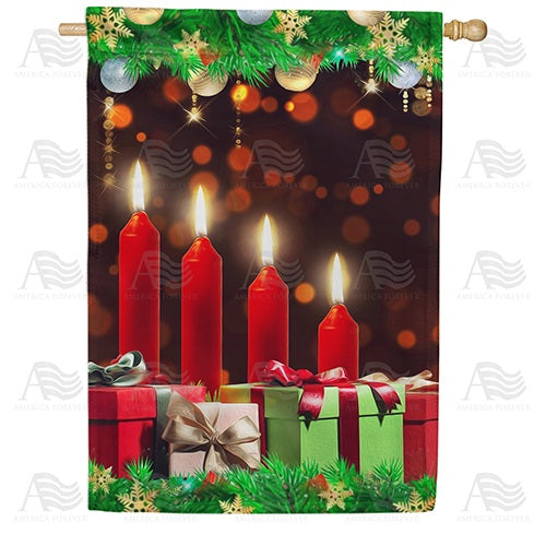 Christmas Candles Aglow House Flag