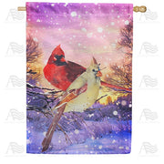 Winter Cardinals Painting House Flag