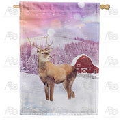 Young Elk's First Winter House Flag