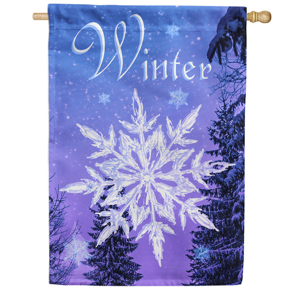 Silver Snowflakes House Flag – In The Carolina Breeze