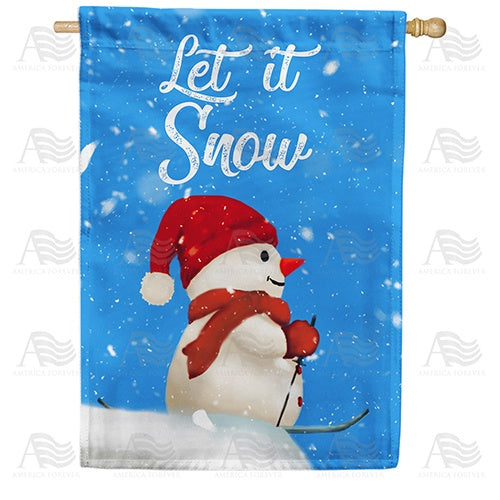 Snowman Skier House Flag
