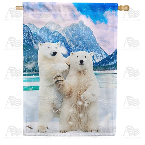 Polar Bear Hello House Flag