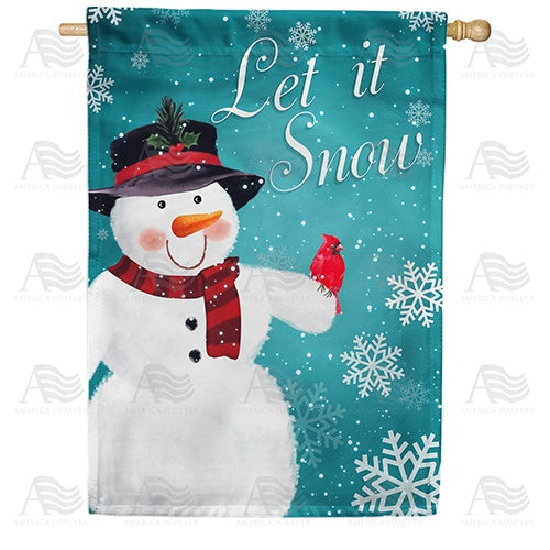 Snowman & Feathered Friend House Flag