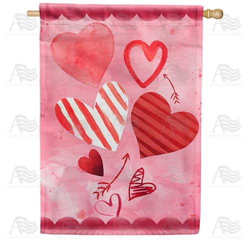 America Forever Heart Doodles House Flag