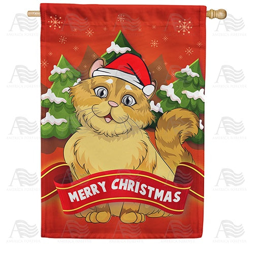 Merry Christmas Kitty House Flag