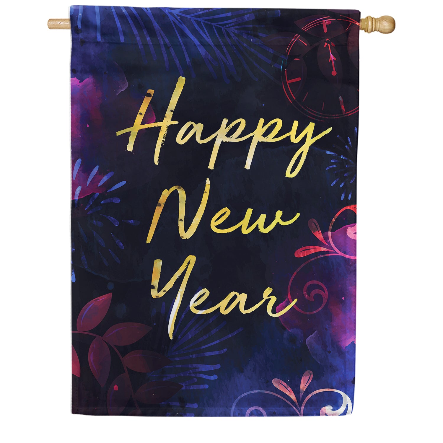 Happy New Year Gold Text House Flag