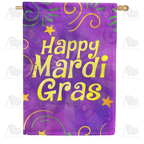 Happy Mardi Gras Purple House Flag