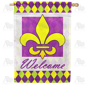 Fleur De Lis Welcome House Flag